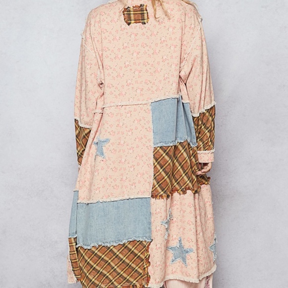 New POL Balloon Sleeve Relaxed Fit Twill Long Shirt Shacket Lightweight Pink - Picture 8 of 8